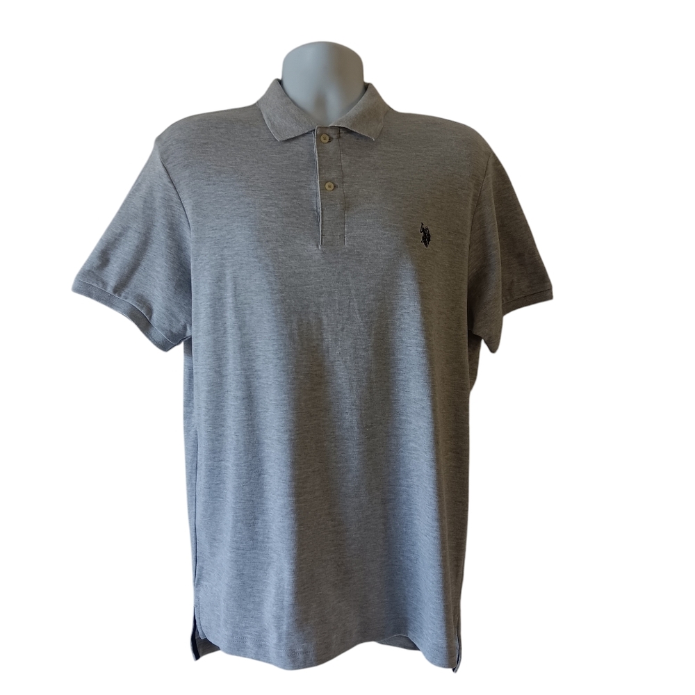 U.S. Polo Assn. Luxury Feel men's gray short-sleeve golf polo shirt size L